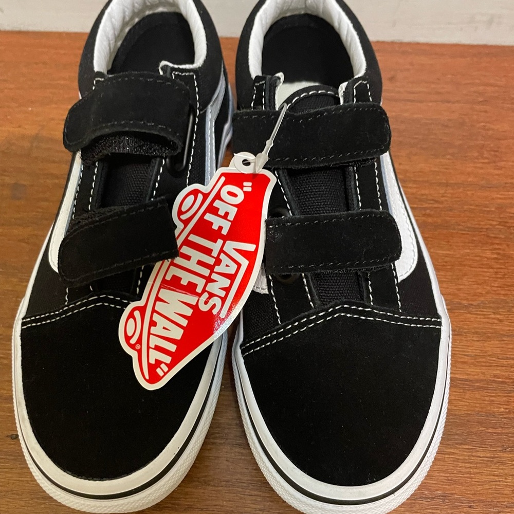 Black & white Vans - size 13.5 youth